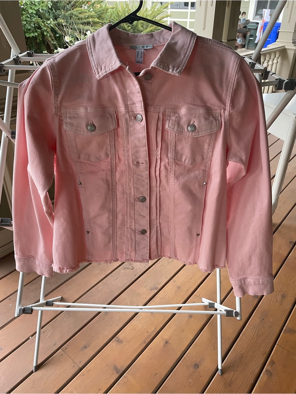Denim&Co Canyon Retreat Easy Stretch Denim Jacket in Pink Sand -S